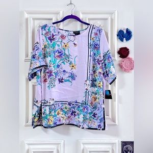 NWT: LIZ CLAIBORNE’s Beautiful Silky Floral Dressy Short Sleeves Blouse || US 1X